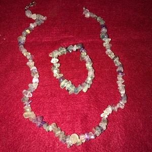 Raw stone necklace/bracelet set